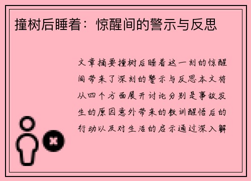 撞树后睡着：惊醒间的警示与反思